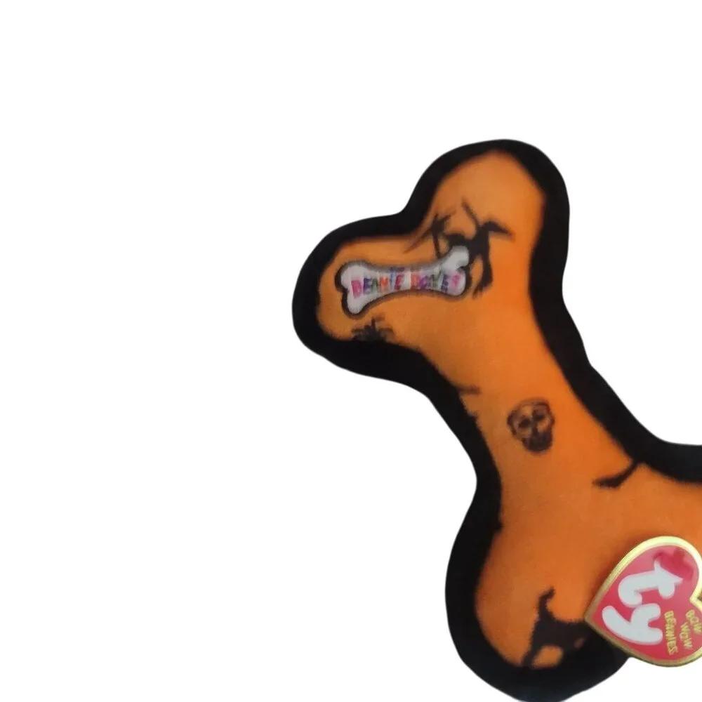 Ty Bow Wow Beanies Bone Dog Toy Halloween Crinkle Squeaker Skull Cat Witch NEW